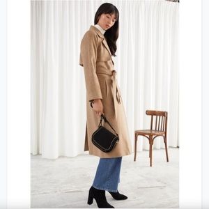Trench Coat Style Belted Wool-Blend Coat NWOT
